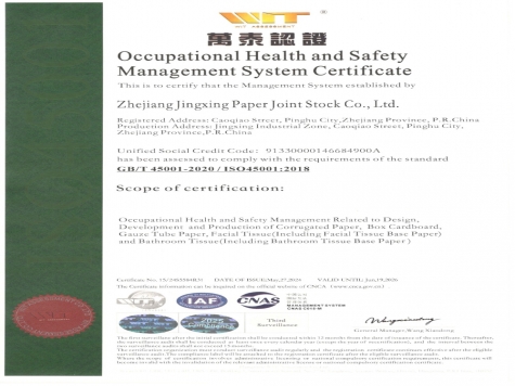 OHSAS18001职业康健清静治理系统认证证书英文